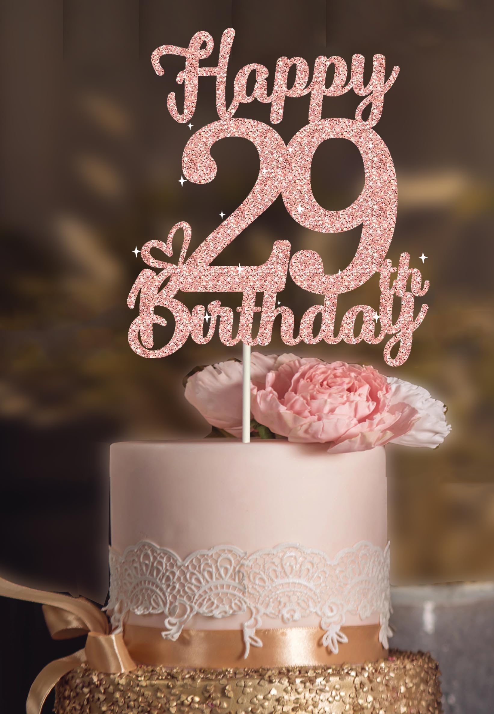 29 Birthday Cake Toppers-Rose Gold Glitter, Happy 29th Cake Topper for Men,29 Cake Topper For Women, 29th birthday decorations,29th Birthday Cake Topper Twenty nine