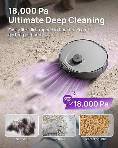 Miniatura 3 de 3i Aspiradora robot P10 Ultra con trapeador y estación autolimpiante, succión de 18000 Pa, limpieza profunda de esquina a borde, diseño doble