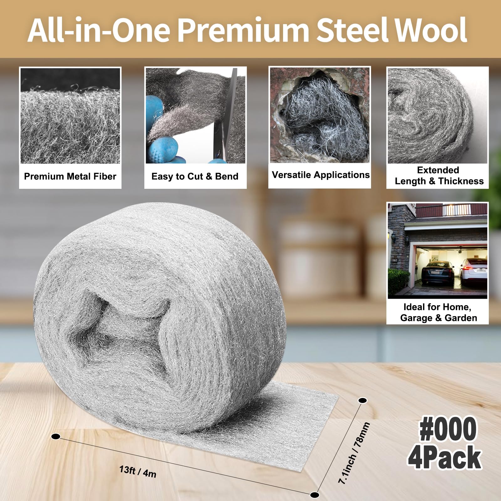 Steel Wool Mice Control - Very Fine #000 (4 Pack) -2