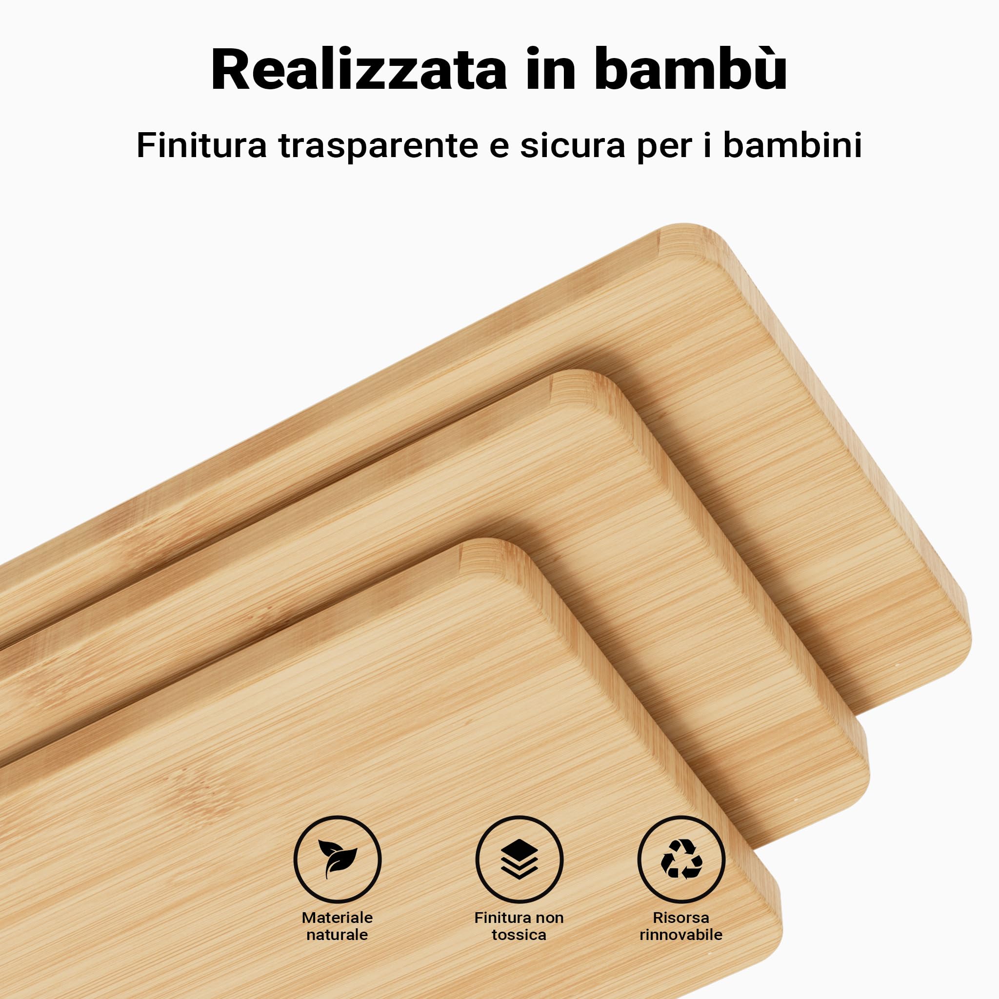 Wiltec Torre di apprendimento pieghevole per bambini 43 x 48 x 91 cm in bambù, torre montessoriana regolabile in altezza per bambini, sgabello per bambini con barra di protezione