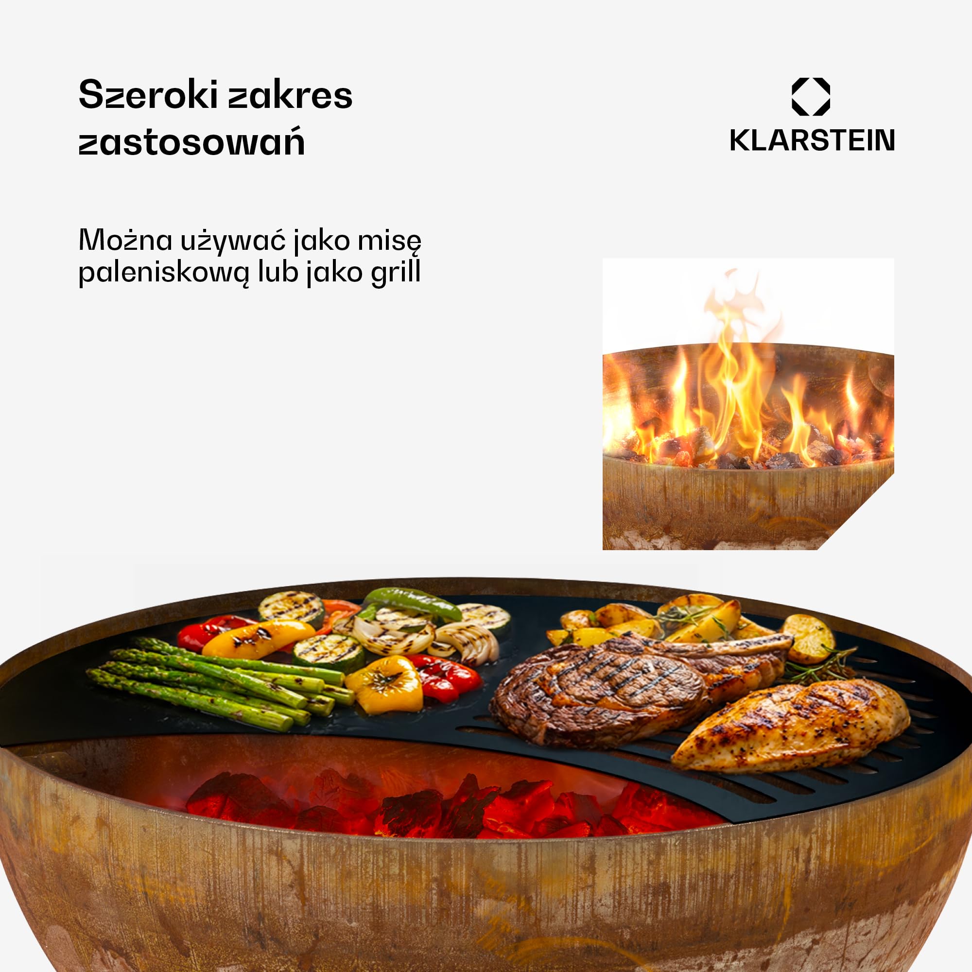 blumfeldt Savage Palenisko z grillem, Ø paleniska: 60,5 cm, Odporne na wodę i mróz, Paliwo: drewno lub węgiel drzewny, Materiał: stal, w zestawie osłona pogodowa, Typ: Małe, rdzawe