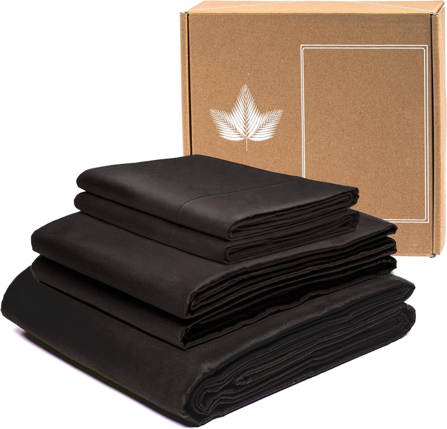 Canadian Down & Feather Company Queen Size 4 Piece Sheet Set - 100% Cotton, 300 Thread Count - Bear Black - Oeko-TEX Standard 100 Certified