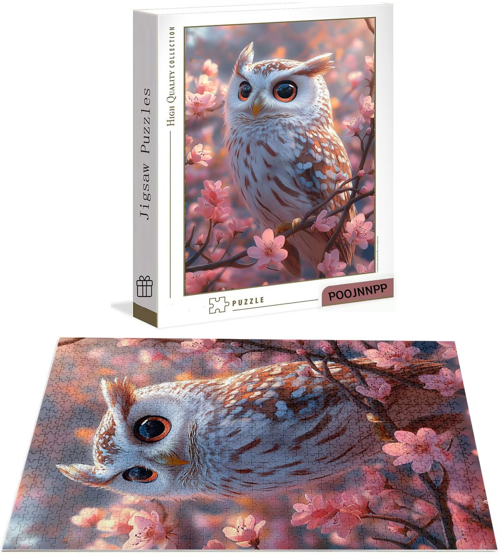 Puzzle 3000 Pezzi per Adulti, Puzzle Fiori di ciliegio in Legno per Adulti, Puzzles Gufo Impegnativi, Giochi Educativo per Famiglie, Rompecapo con Scatola per Decorazioni Casa, Regalo di Natale B-8367