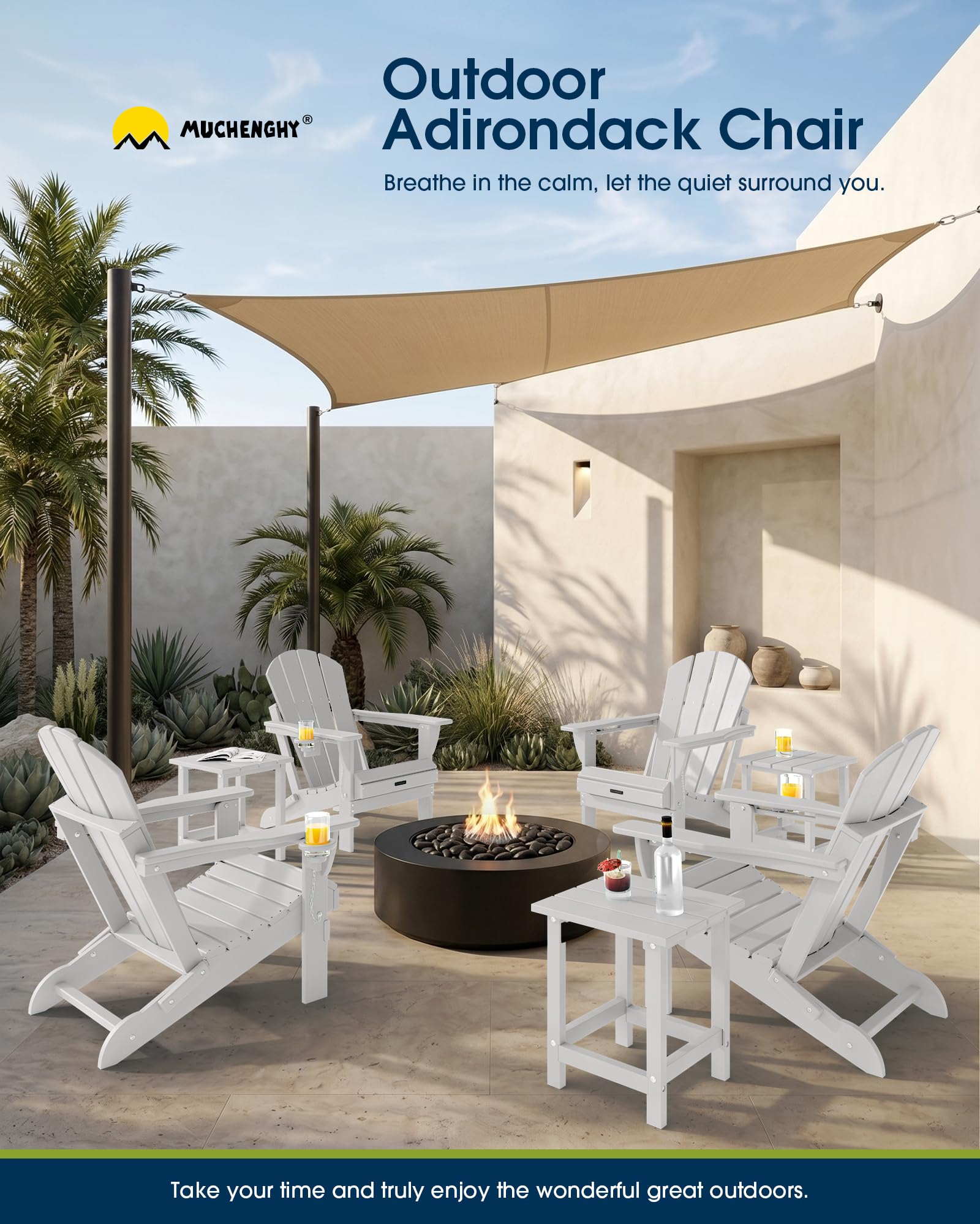 White Adirondack Chairs: 5 Picks That Won't Peel in 2026 1 MUCHENGHY Folding Adirondack Chair - product photo