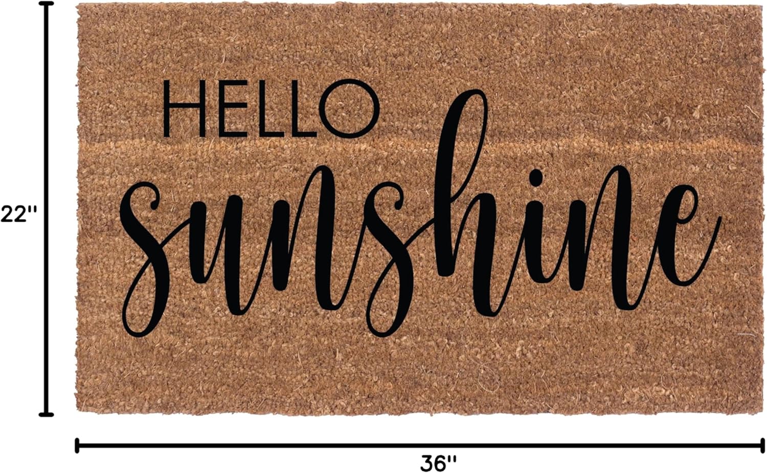 COCO MATS 'N MORE Coco Coir Door Mat – Heavy Duty Outdoor Mat, Non-Slip Welcome Mat with Vinyl Backing, Front Porch Door Mat with Tough Coir Bristles (22" x 36" | Hello Sunshine)