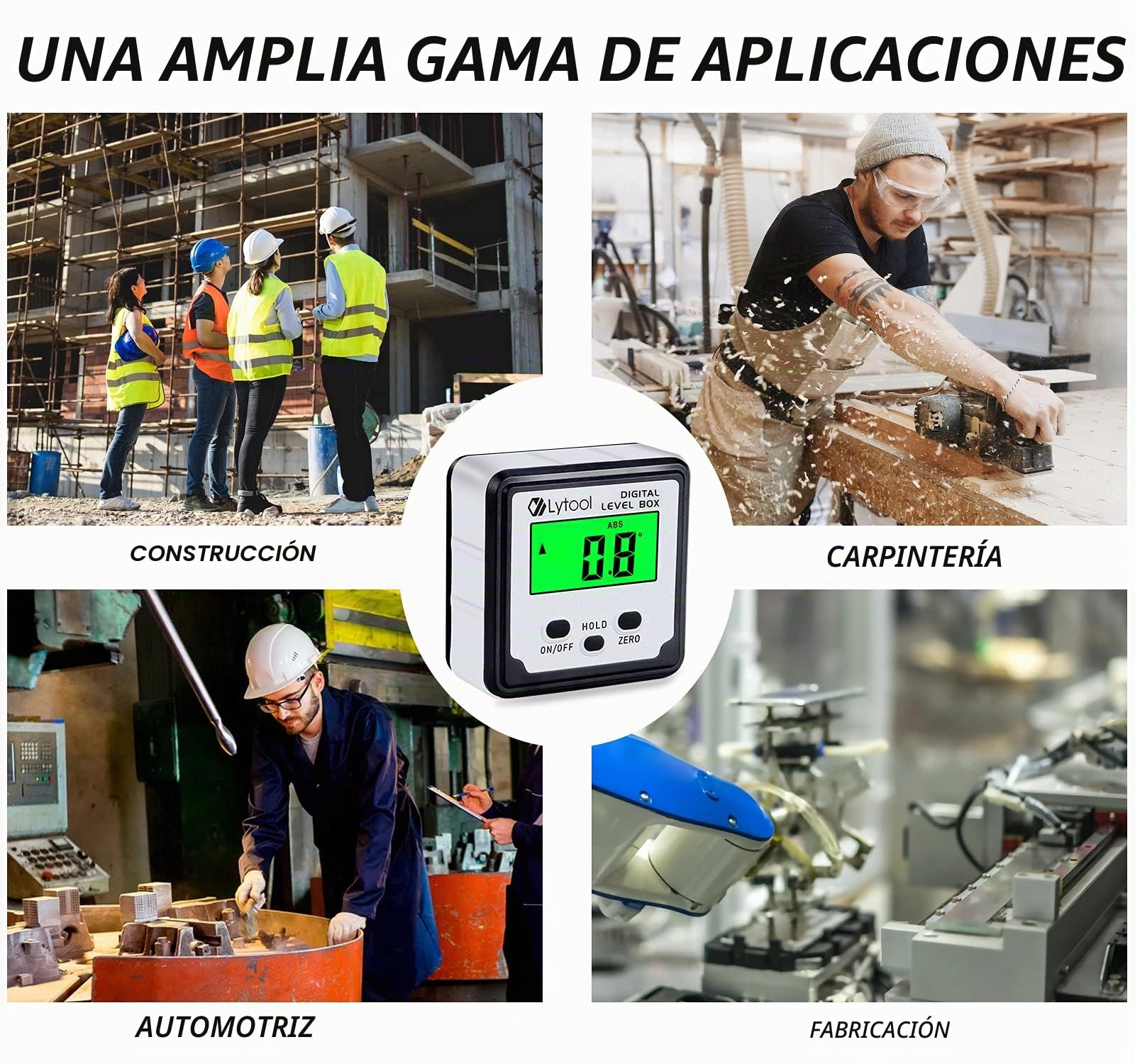 Inclinometro Digital, Lytool Buscador de Ángulo Transportador Base Medidor de Ángulos con LCD Pantalla, 0-360 ° de Nivel Digital, Base Magnética