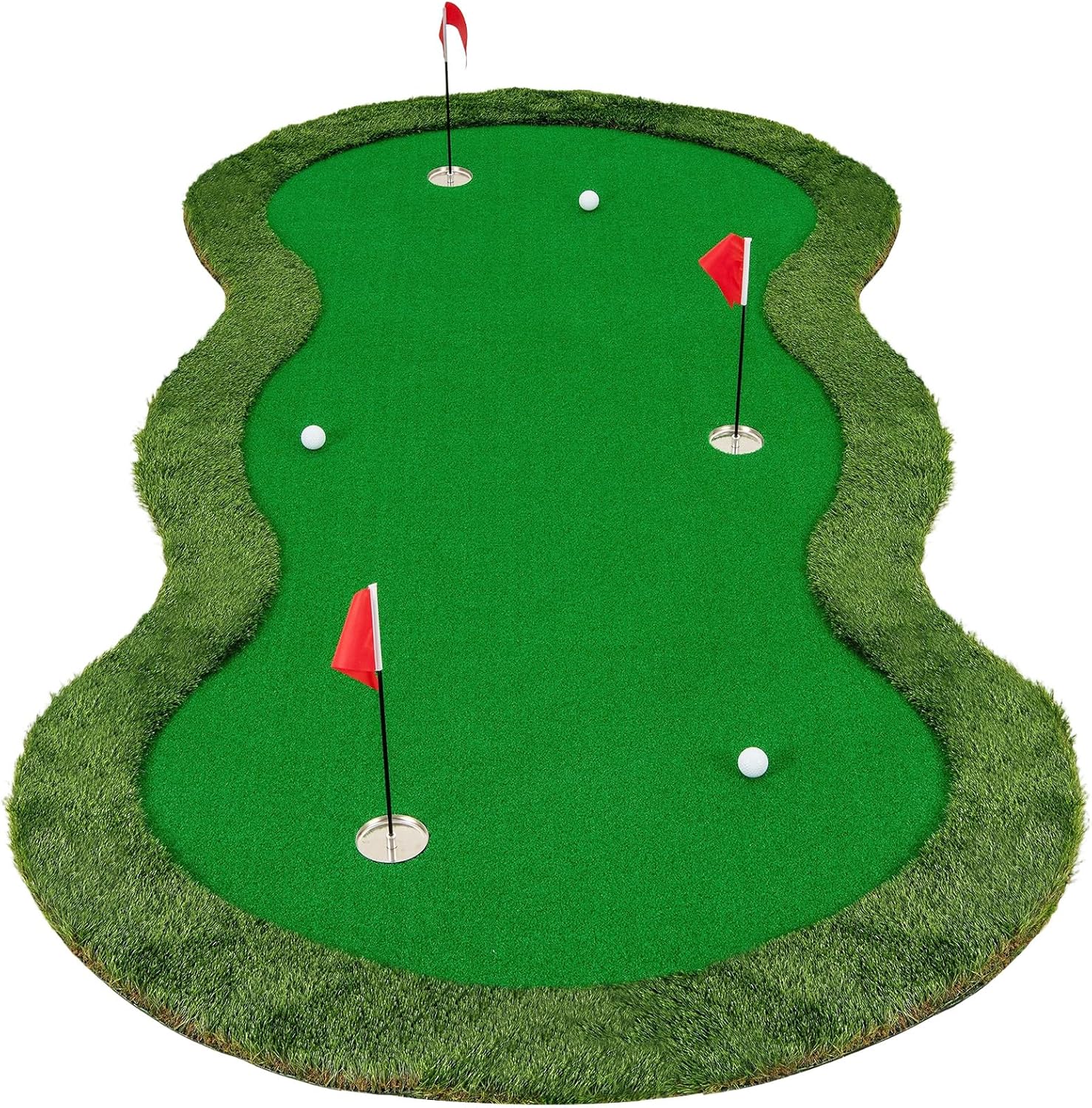Tangkula 10 FT Golf Putting Green, Large Professional Golf Training Mat with Realistic Artificial Grass Turf, 3 Holes, 3 Flags and Cups for Indoor Outdoor Putting Practice