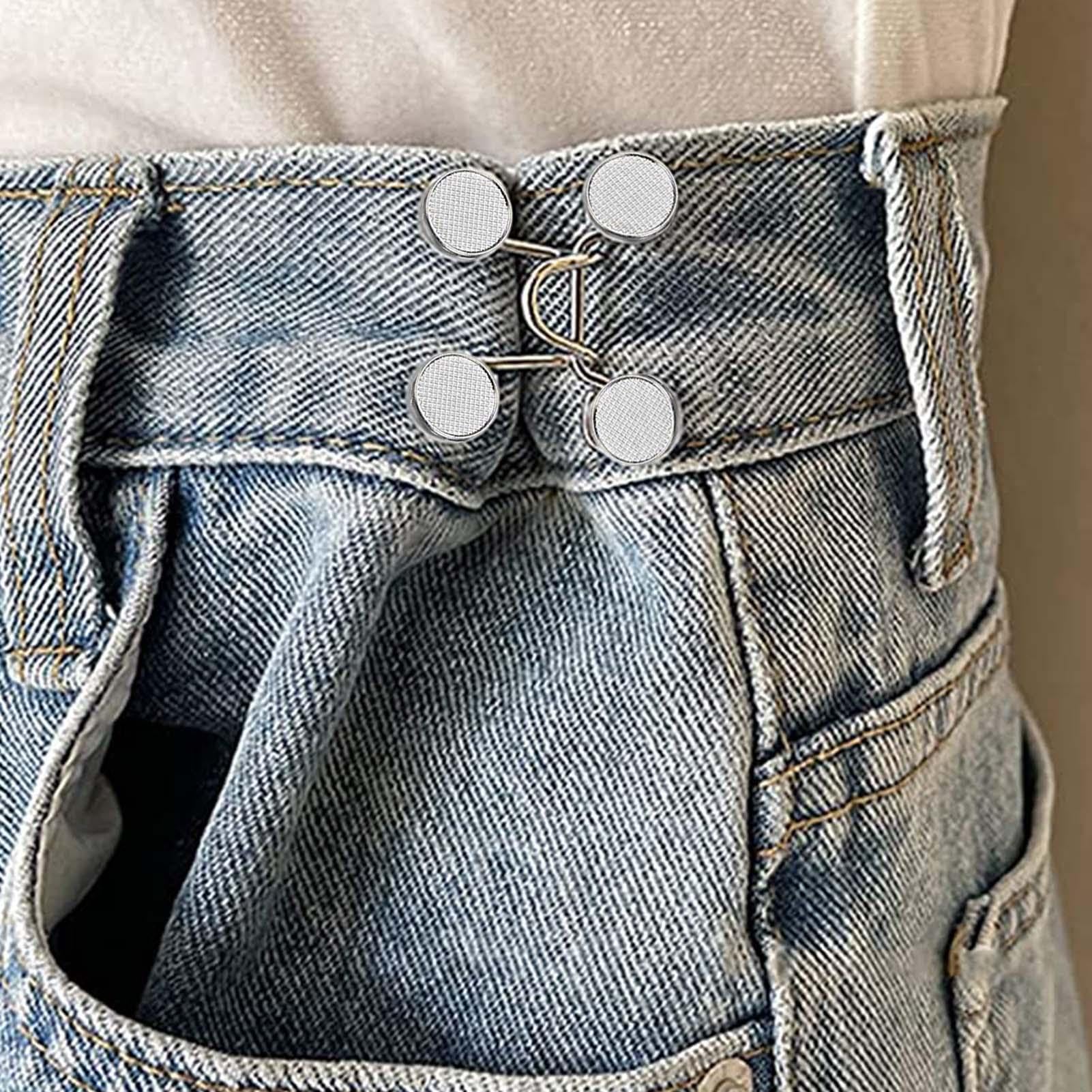 4 Paia Bottoni Reggipancia Jeans - Regolabili, Senza Cuciture, Per Stringere Vita Pantaloni - Foto 12
