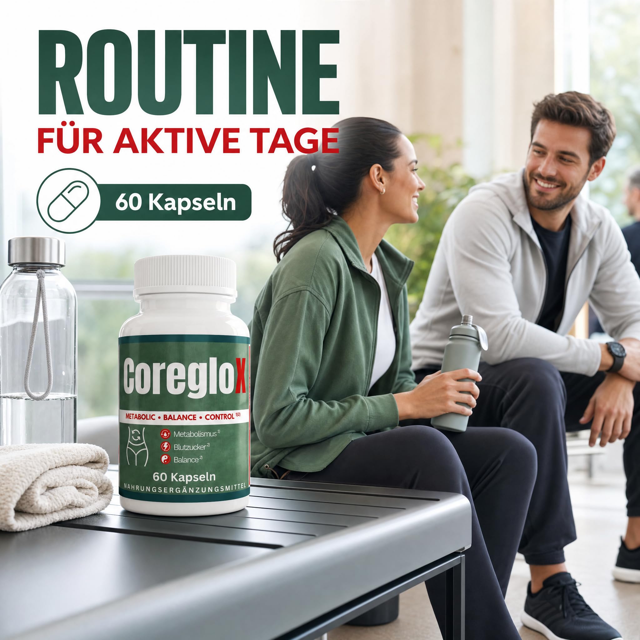 CoreGLO X 60 Stoffwechsel Kapseln mit Chrom & Jod, Original von ZENICAPS – Chrom für normalen Makronährstoffwechsel, Jod für Energiestoffwechsel – mit Grüntee, grünem Kaffee, L-Carnitin & L-Tyrosin
