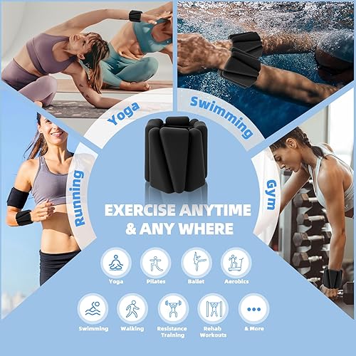 Miniatura 6 de Wrist Weights, Adjustable Ankle Weights for Women Men, Leg and Arm Weights for Home Gym Workout, Running, Yoga, Pilates, Barre, Exercise, Strength