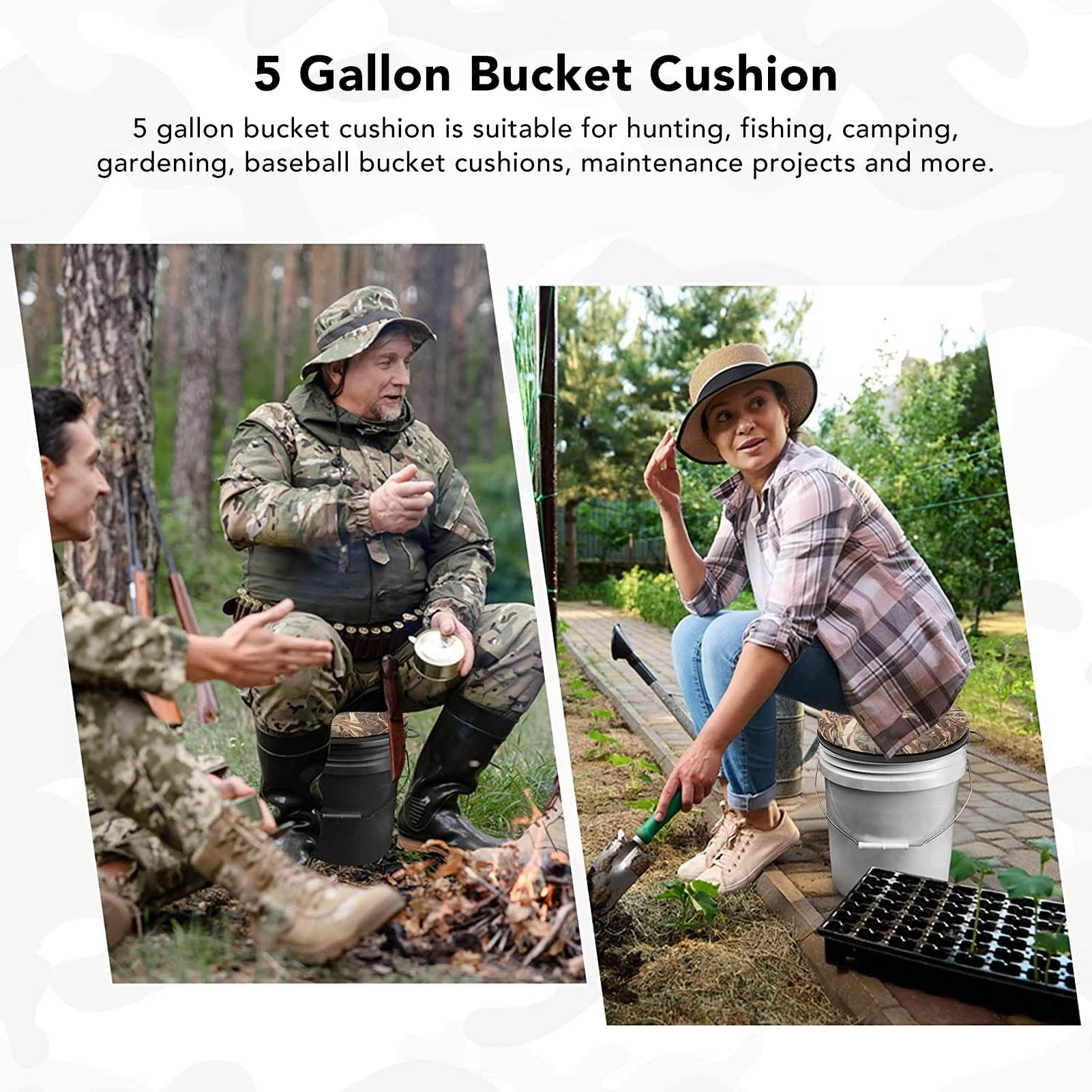 Jeanoko 1PCS 5 Gallon Bucket Lid Bucket Seat,5 Gallon lon Plastic Pail Lid Bucket Cushion, Comfortable Padded for Fishing Gardening Camping, Swivel Bucket Seat Cushion