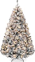 Vista 9 de Best Choice Products - Árbol de Navidad artificial, de 6 pies, iluminado previamente, con nieve, para casa, oficina, decoración de fiesta, 250 luces