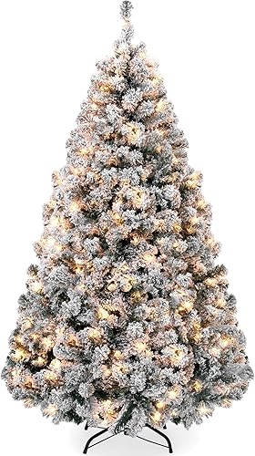 Miniatura 9 de Best Choice Products - Árbol de Navidad artificial, de 6 pies, iluminado previamente, con nieve, para casa, oficina, decoración de fiesta, 250 luces