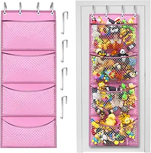 Honeyera Storage for Stuffed Animal - Over Door Organizer for Stuffies, Baby Accessories, and Toy Plush Storage with Breathable Hanging Pockets, Big Girls Chair Toddler Large Bag