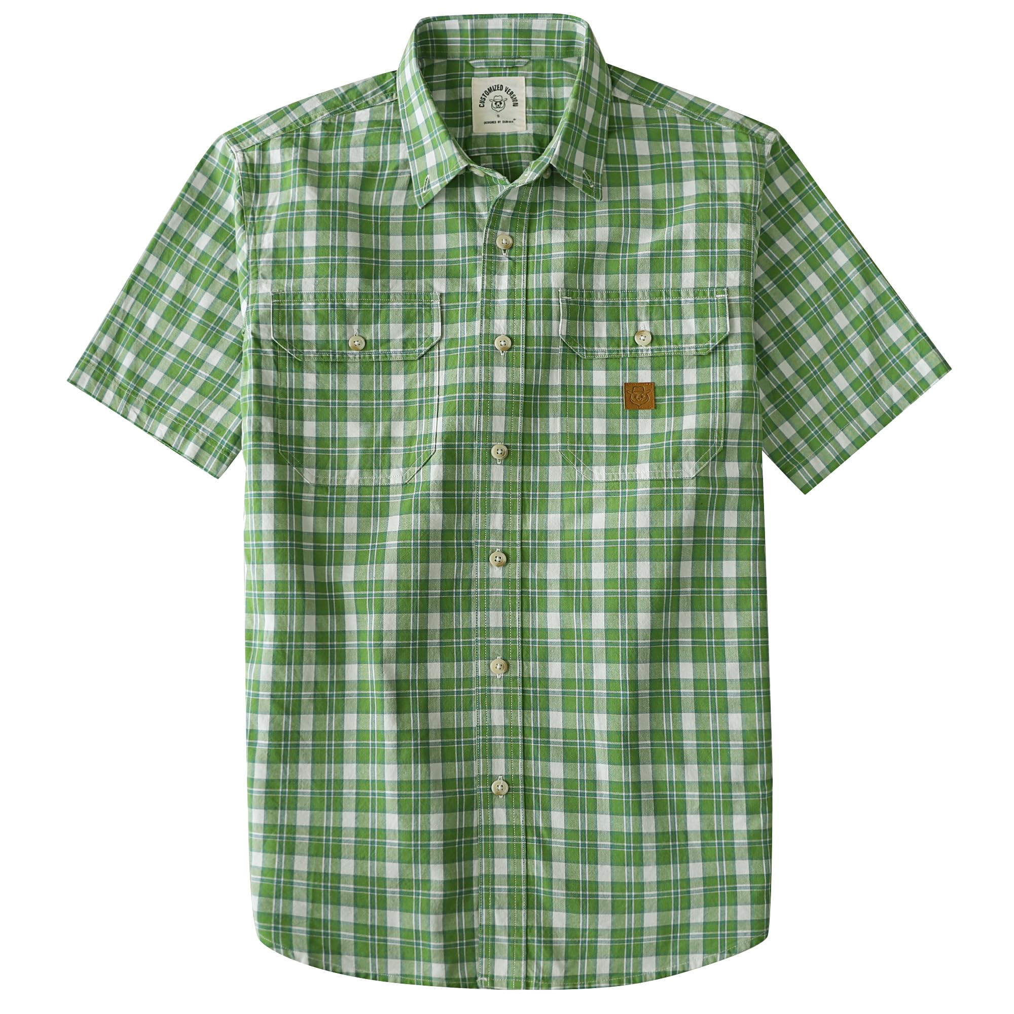 Dubinik® Mens Button Down Short Sleeve Shirt with Double Pockets,Workwear Refreshing and Casual Plaid Shirts for Men