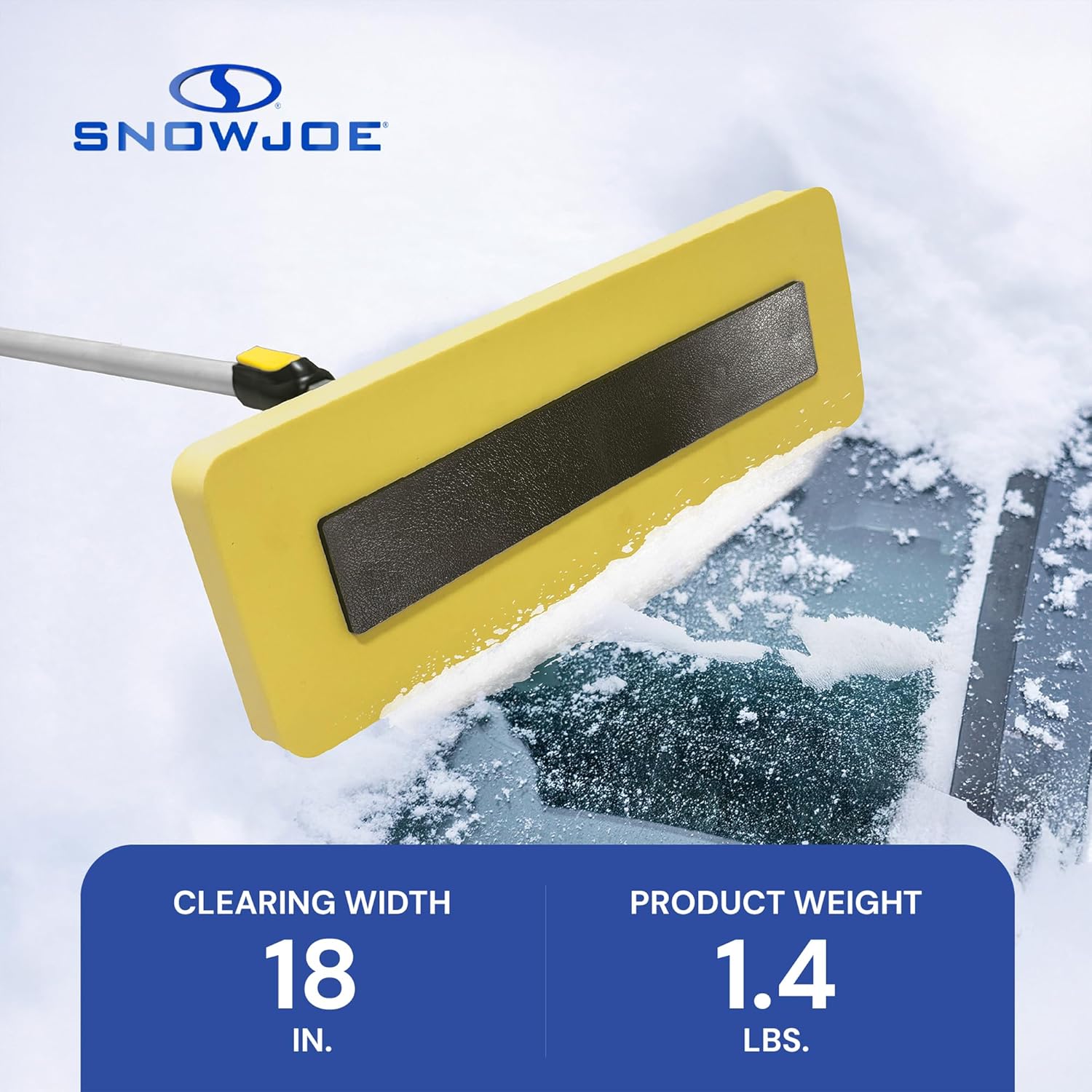 Snow Joe 2-in-1 Telescoping Snow Broom and Ice Scraper with 18-Inch Non-Scratch Foam Head - Car Cleaning Tool with Long Extendable Handle for Windshield, Roof, Truck, and SUV, SJBLZD-PRX
