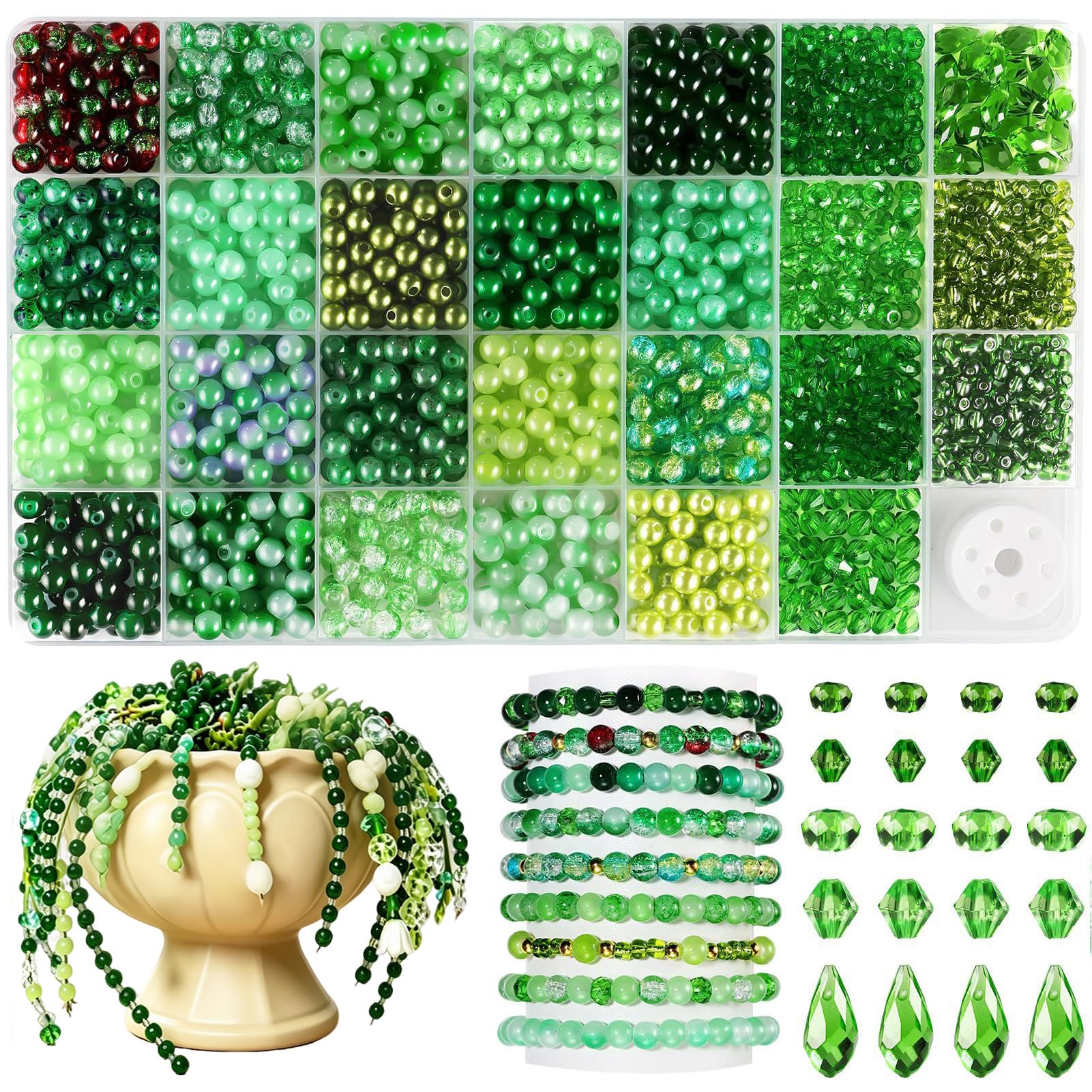 Perles en aventurine verte naturelle pour bijoux porte-bonheur