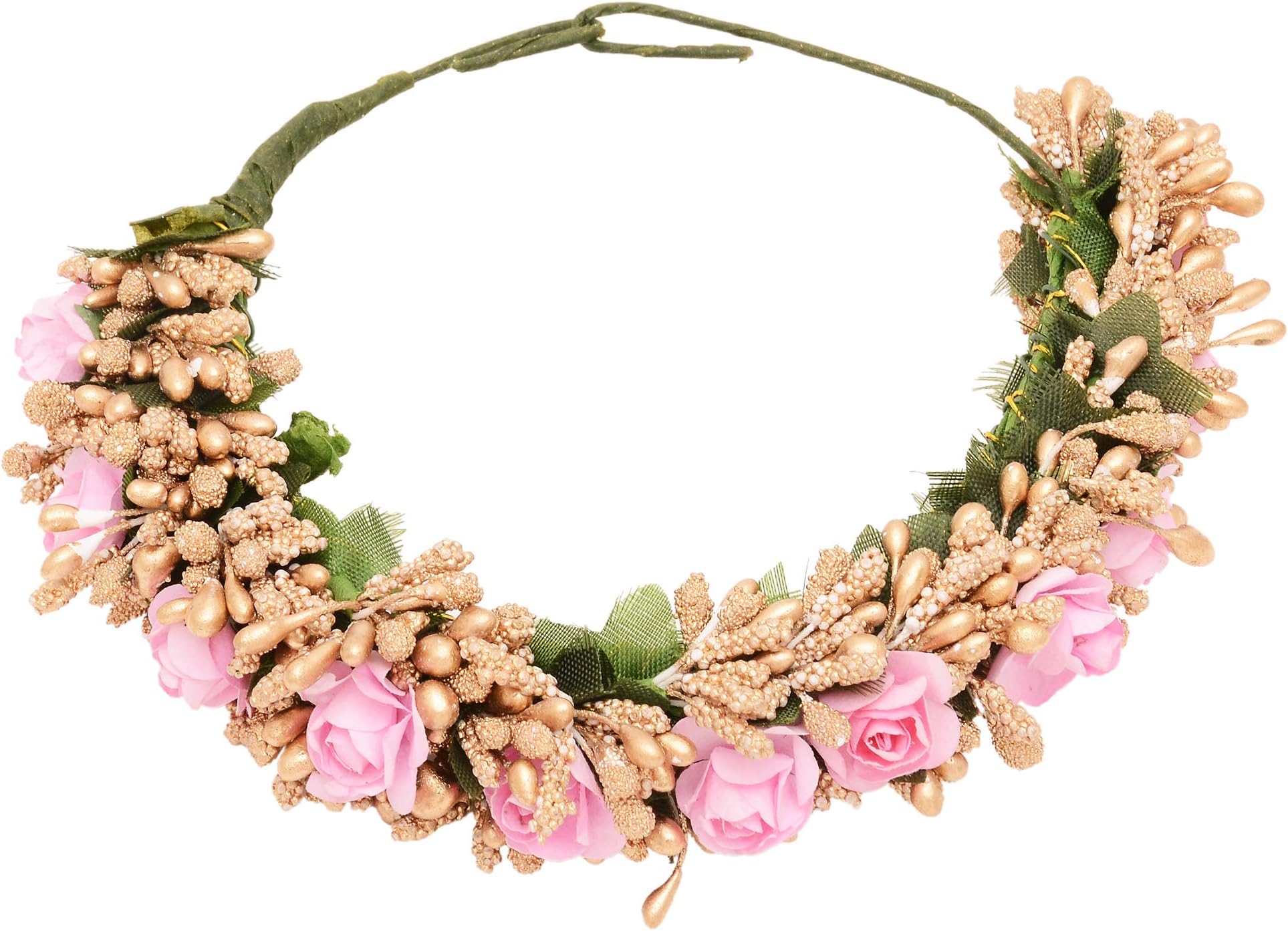 sanjogHair Accessory - Multicolor Handmade Juda Maker Fabric Flower Gajra For Women (Light Pink)
