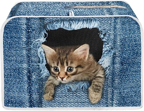 Linda cubierta para tostadora de 4 rebanadas con estampado de gato, cubierta antipolvo para tostadora de electrodomésticos pequeños para cocina,