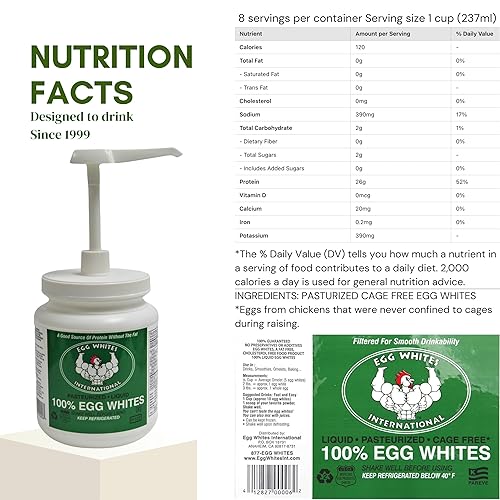 Miniatura 14 de Egg Whites International - Proteína líquida 100% pura de clara de huevo diseñada para beber. AHORA 100% libre de jaulas (2 galones y bomba)