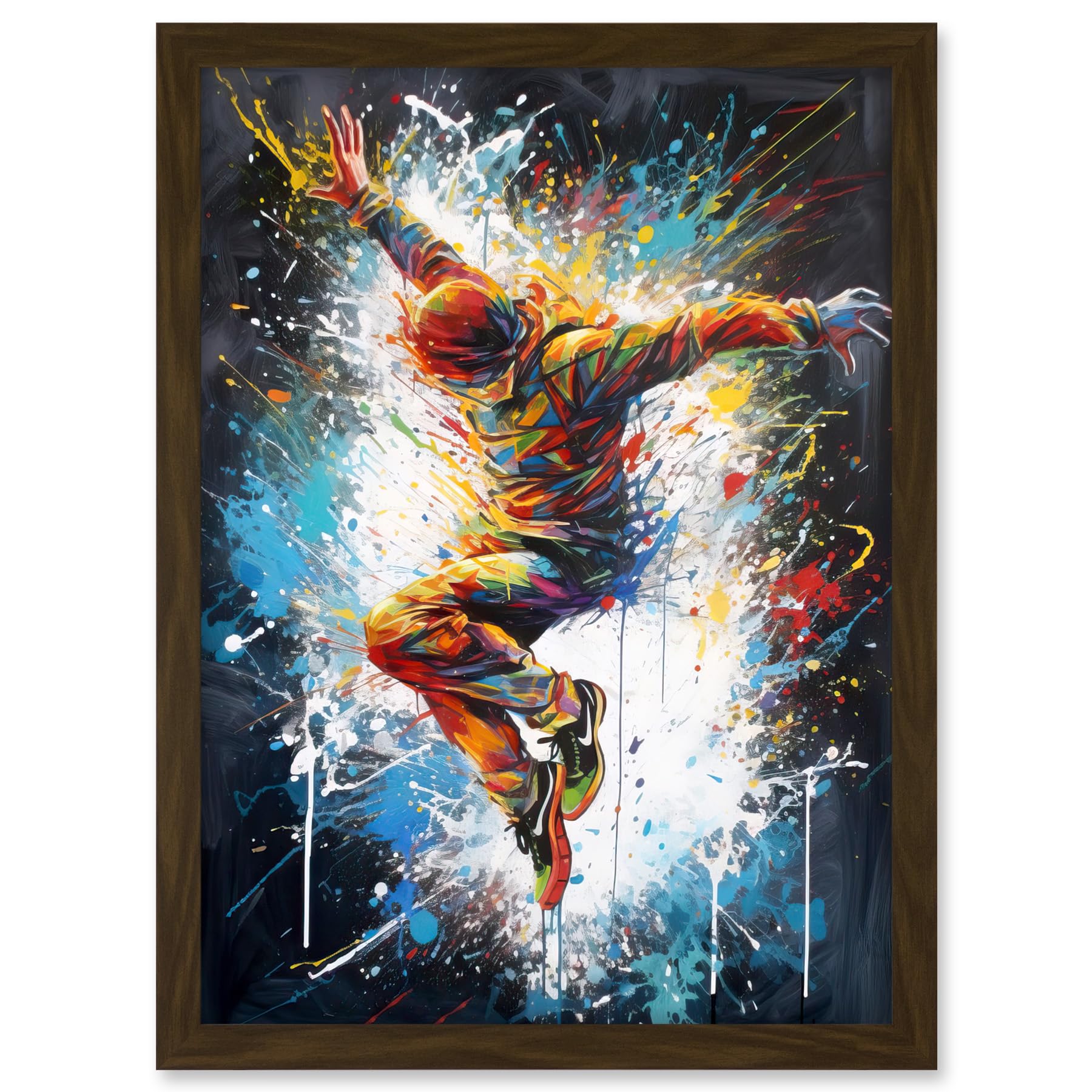 Artery8 Before the Land Parkour Jump Paint Splat Portrait Artwork Framed A3 Wall Art Print