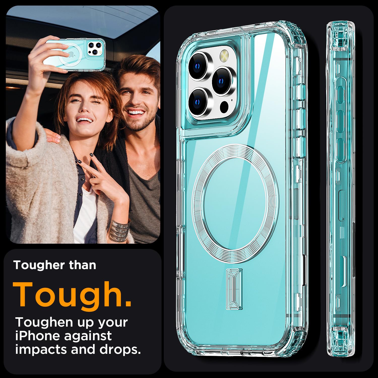 AICase iPhone 16 Pro Max Case, Clear Built for MagSafe, 3 in 1