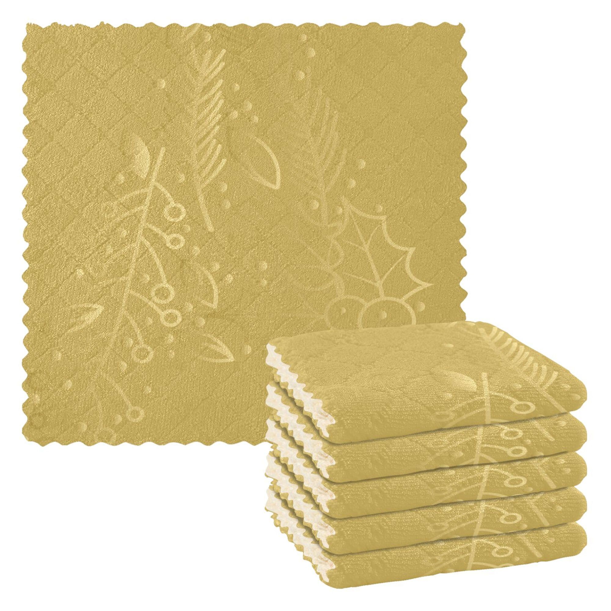 Faux Gold Floral Alpha-01 Microfiber Hand Towels Kitchen Tea Towels Cotton Hand Towels Absorbent Kitchen Hand Towels That Hang Camping Cute Print (longword) 11x11in
