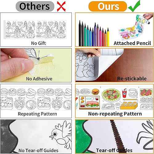 Miniatura 5 de IAMWII 2 rollos de dibujo para niños, rollos de papel adhesivo para colorear con lápiz de color, Doodle Scroll DIY pintura para niños y niñas de 3,