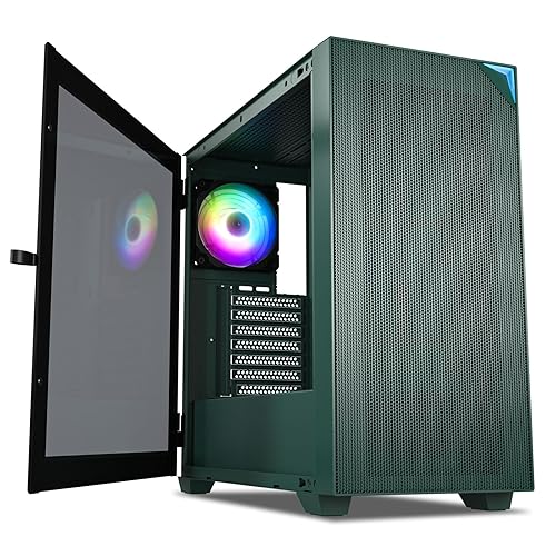 VETROO AL800 Full Tower PC Computer Case - Door Opening Design Tempered Glass, E-ATX/ATX Support, Adjustable LED Strip, Pre-Installed ARGB & PWM FDB Fan in Rear, Support for 40 Series GPUs -Green - AL800 Army Green