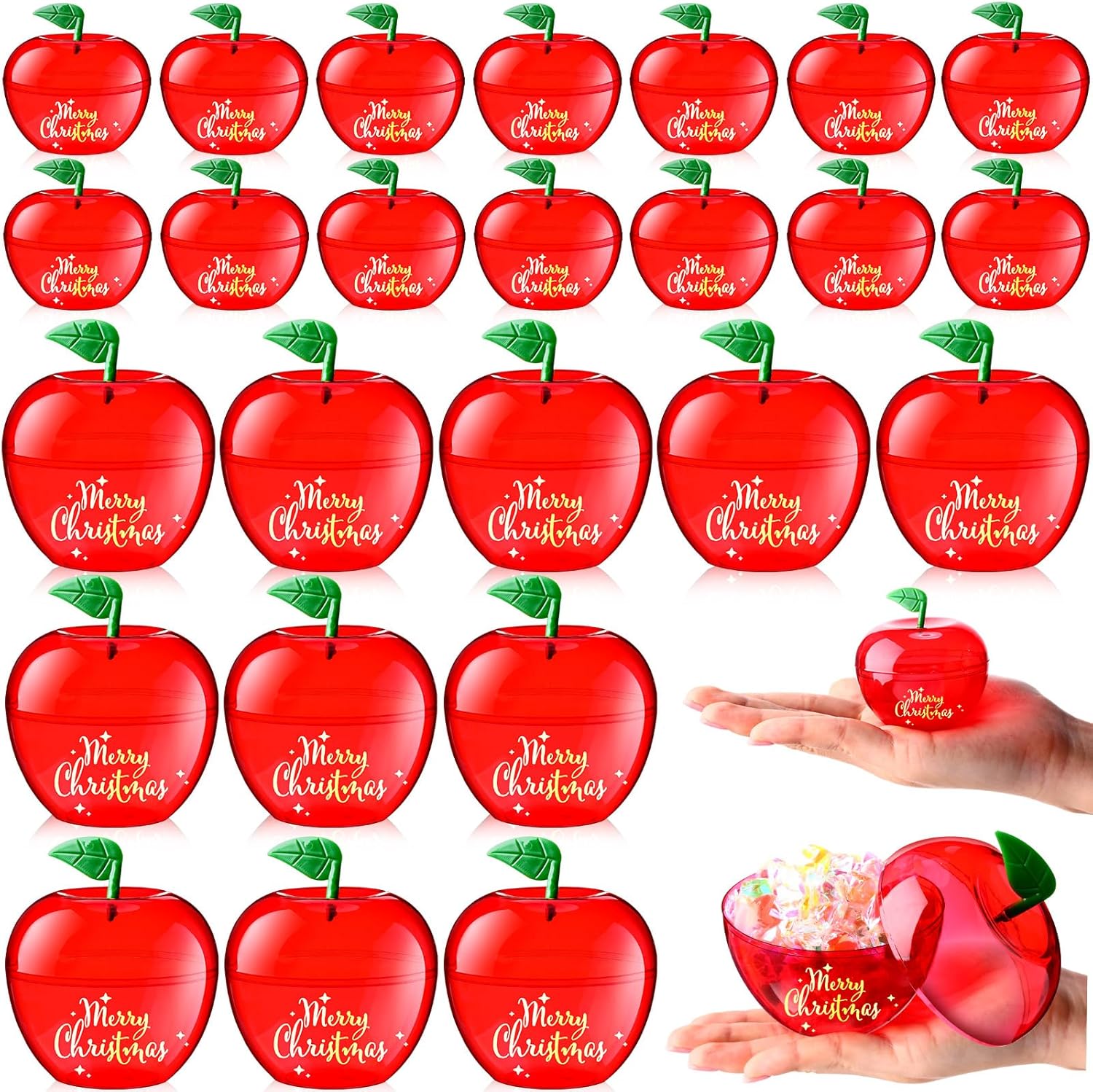 Burbell 48 Pcs Christmas Red Apple Container Christmas