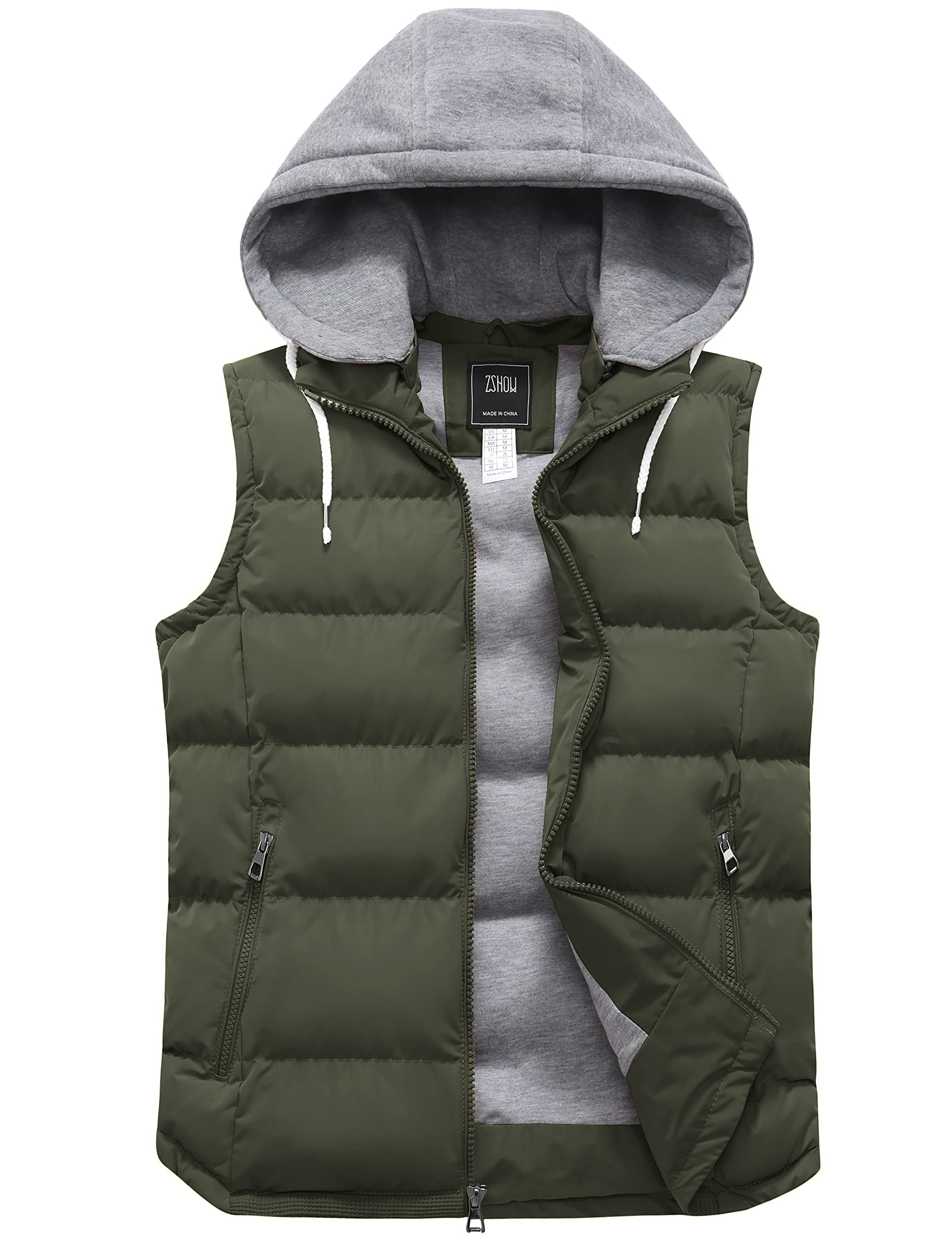 ZSHOW Men's Puffer Vest Warm Winter Vest Jacket Quilted Padded Vest Outdoor