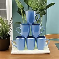 Vista 7 de Juego de 6 tazas de café cuadradas de 12 onzas con asa, tazas de café de porcelana para café, té, cacao, leche, regalo de inauguración de la casa