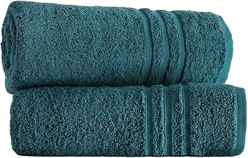 Pack of 2 Large Jumbo Bath Sheets 500 GSM 100% Egyptian Cotton Big Bath Towels Super Absorbent Soft Hotel Quality XL Bathroom Towel Set Blue Lagoon