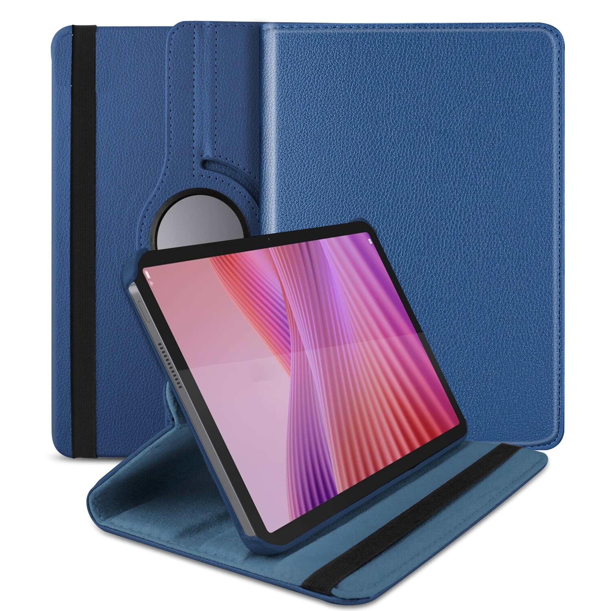 tgk 360 rotatable flip cover case for lenovo tab 10.1 inch 2025 tb-311fu tb-311xu (dark blue)