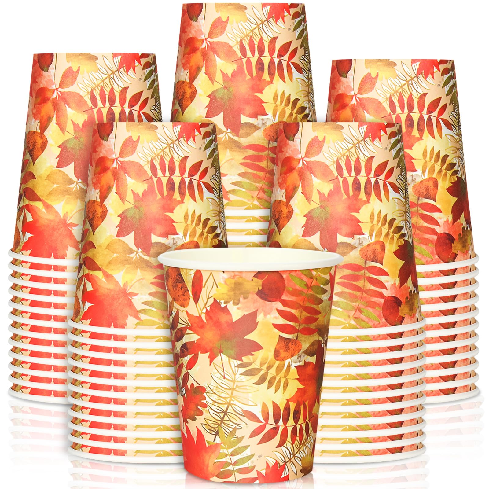 Gobelets en papier jetables feuilles d'automne vaisselle de fête Thanksgiving