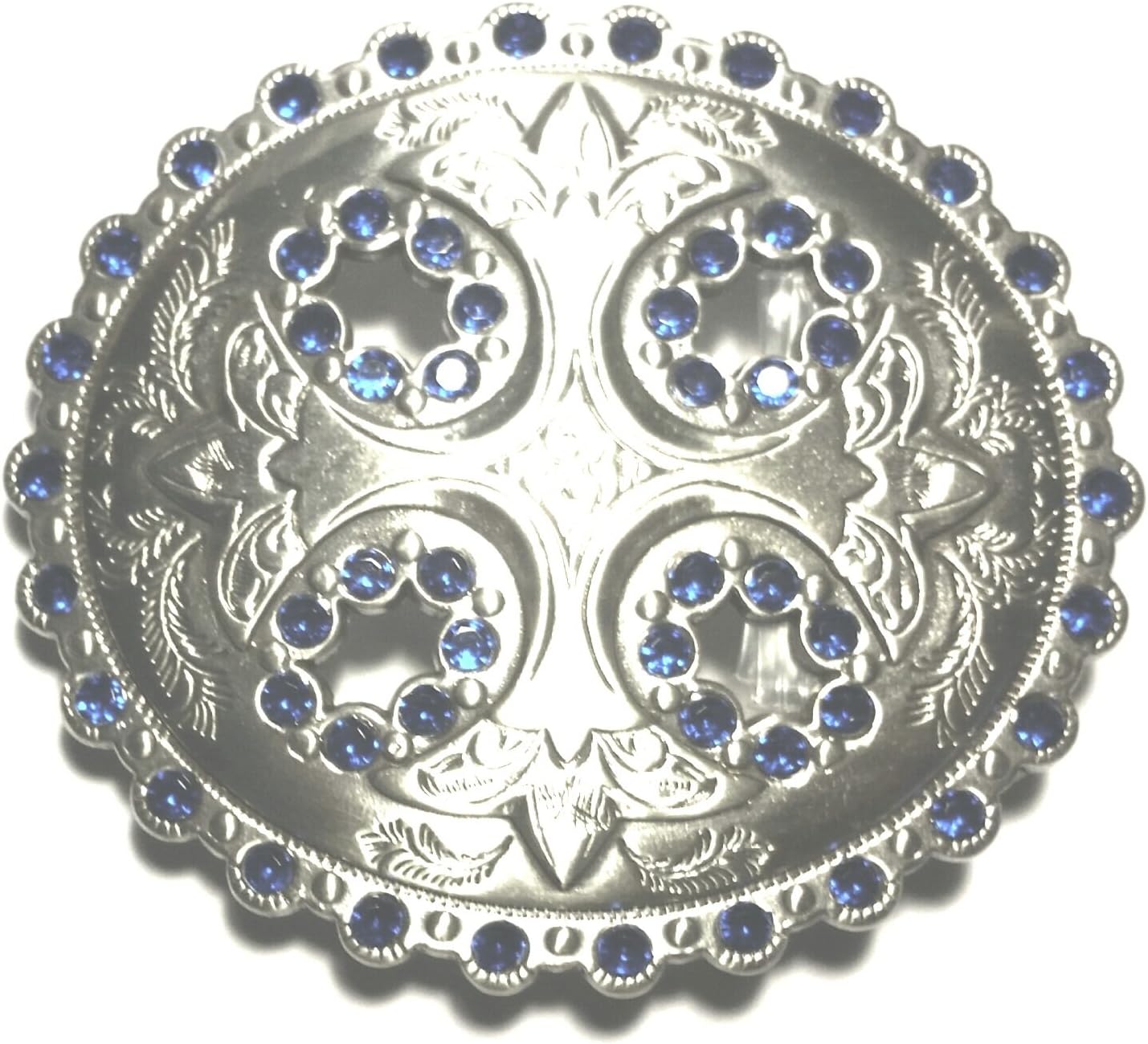 SILVER CROSS WITH BLUE STONES BELT BUCKLES