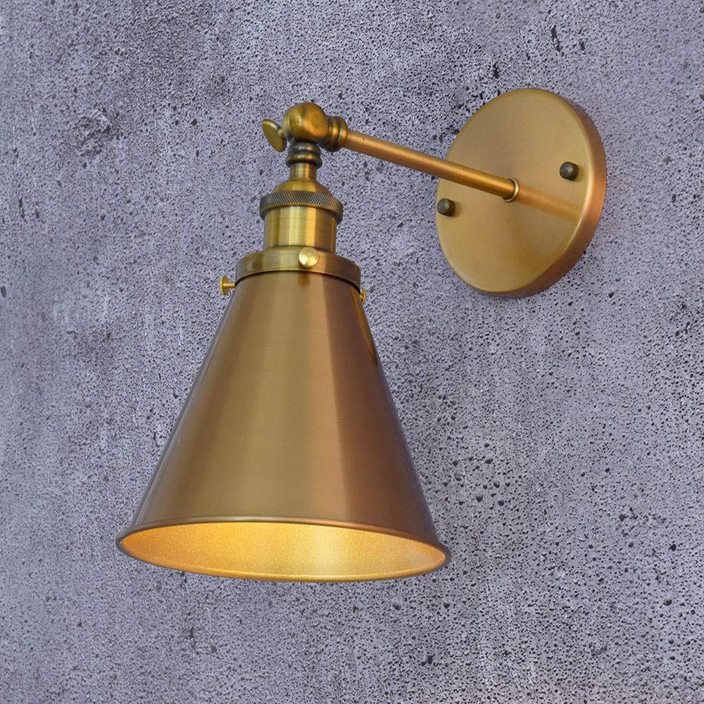 YNIYUJKL Wall Lamp, Retro Wall Light Metal Sconce V-Intage Wall Lamp, E27 Adjustable Indoor Copper Wall Lights Bedside Reading Lamps For Loft Office Bar Bedroom Study Decor