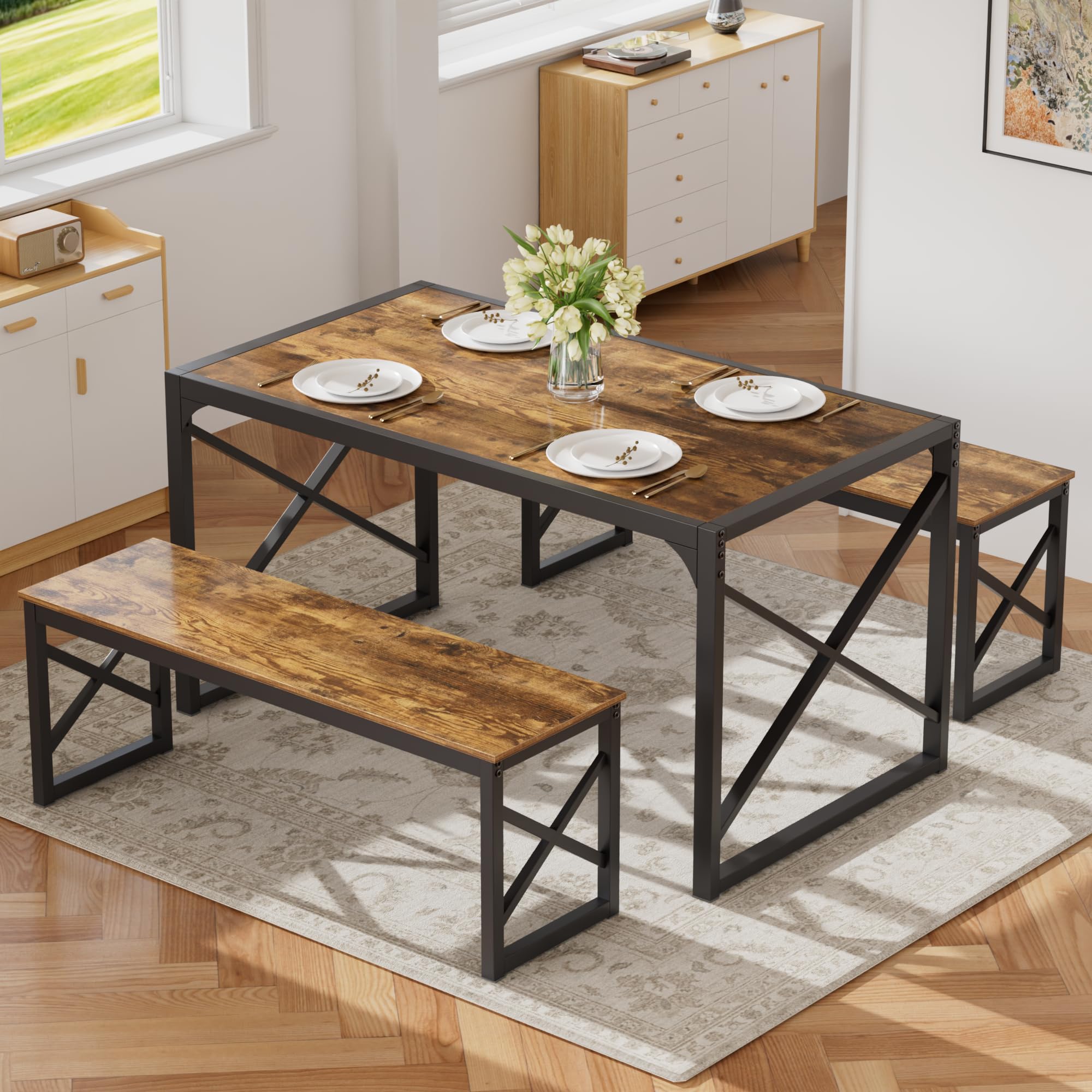 VECELO 55' Kitchen Dining Table Set
