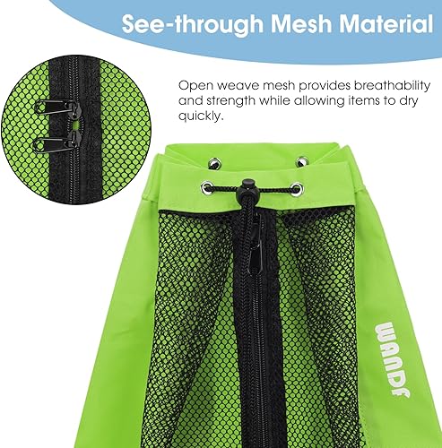 Miniatura 6 de WANDF Bolsa de natación de malla con cordón, mochila de playa para natación, gimnasio y equipo de entrenamiento