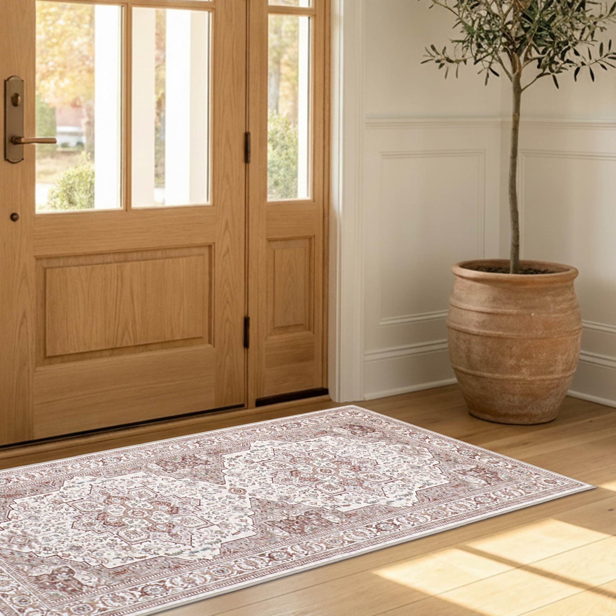 Wyatt &amp; Ash Dream Mink Washable Chenille 24"x48" Accent Rug Rylan Beige