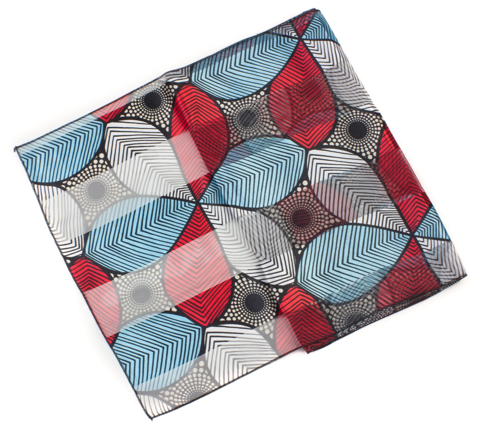 Mytoptrendz Women's Red/ Blue Mytoptrendz® Satin Stripe Scarf Luxurious Silky Chiffon Striped Soft Smooth Shiny Neck Wrap(Geometric Floral Print /Blue)
