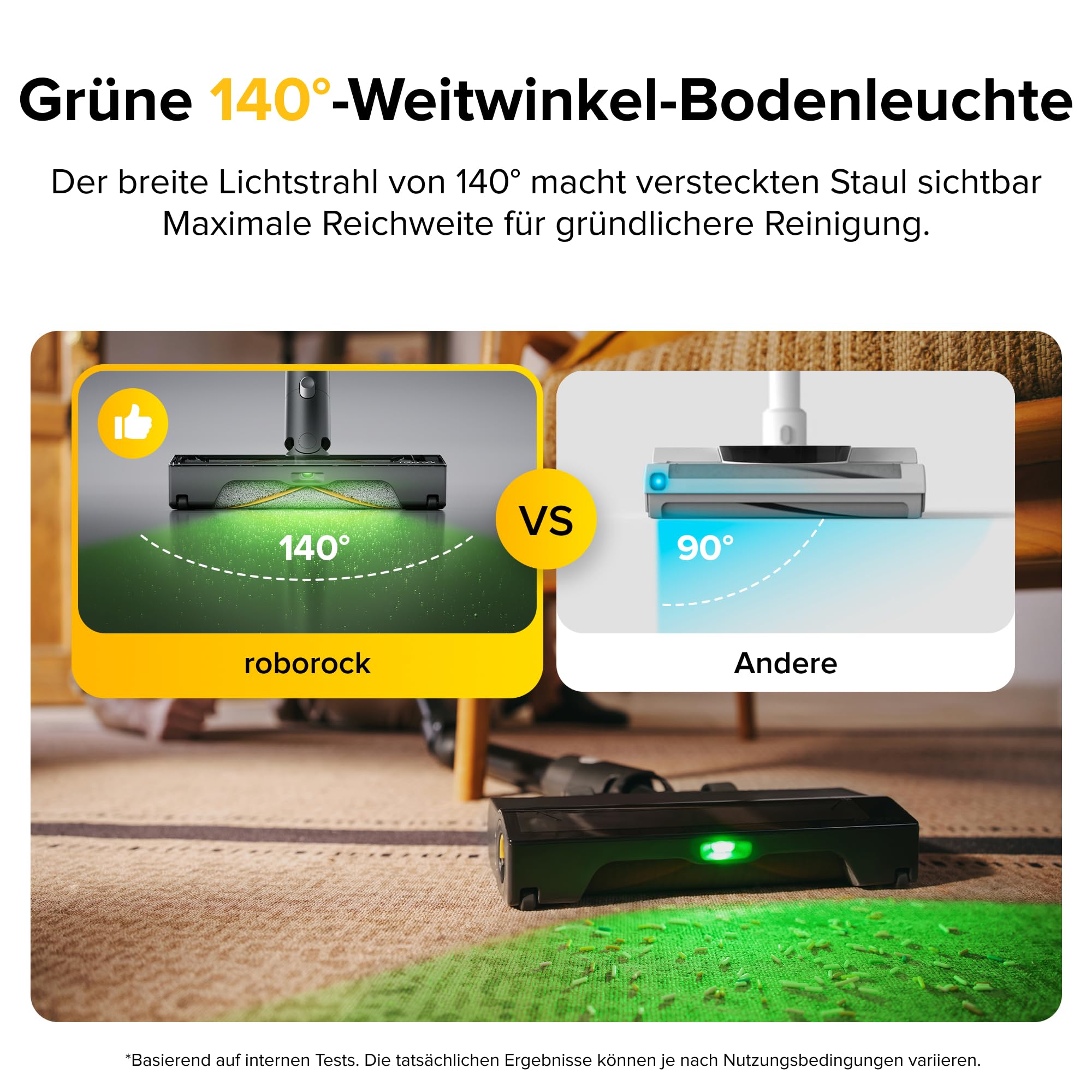 roborock H60 Ultra Akku Staubsauger, 210AW kraftvolle Saugleistung, 90 Min. Maximale Laufzeit, 90° Flexibler Saugrohr, Staubsauger kabellos, Anti-Tangle Bürste für Teppiche, Hartböden, Tierhaare, Auto