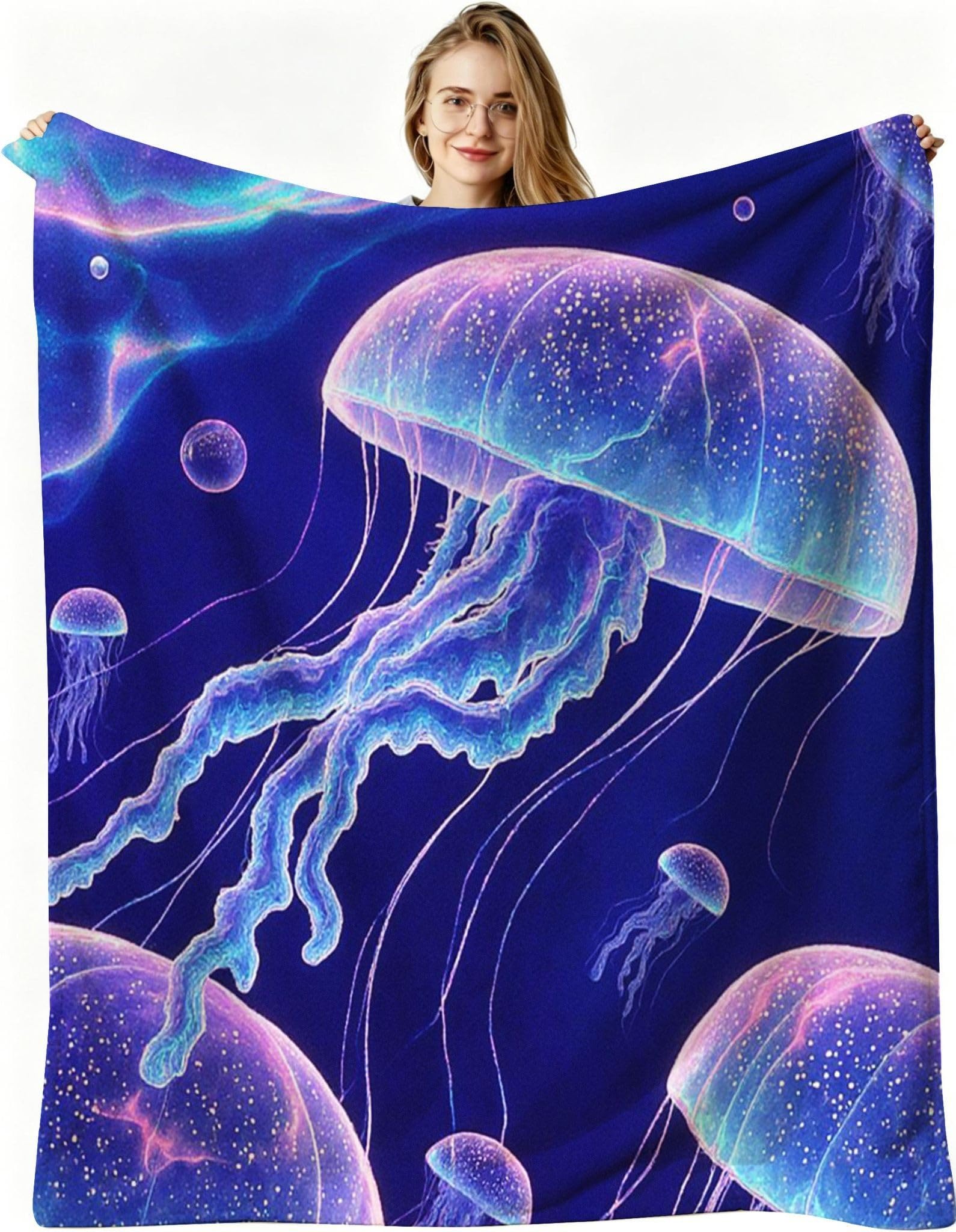 Couverture douce en flanelle 220x240 jeté de canapé design méduse 3D