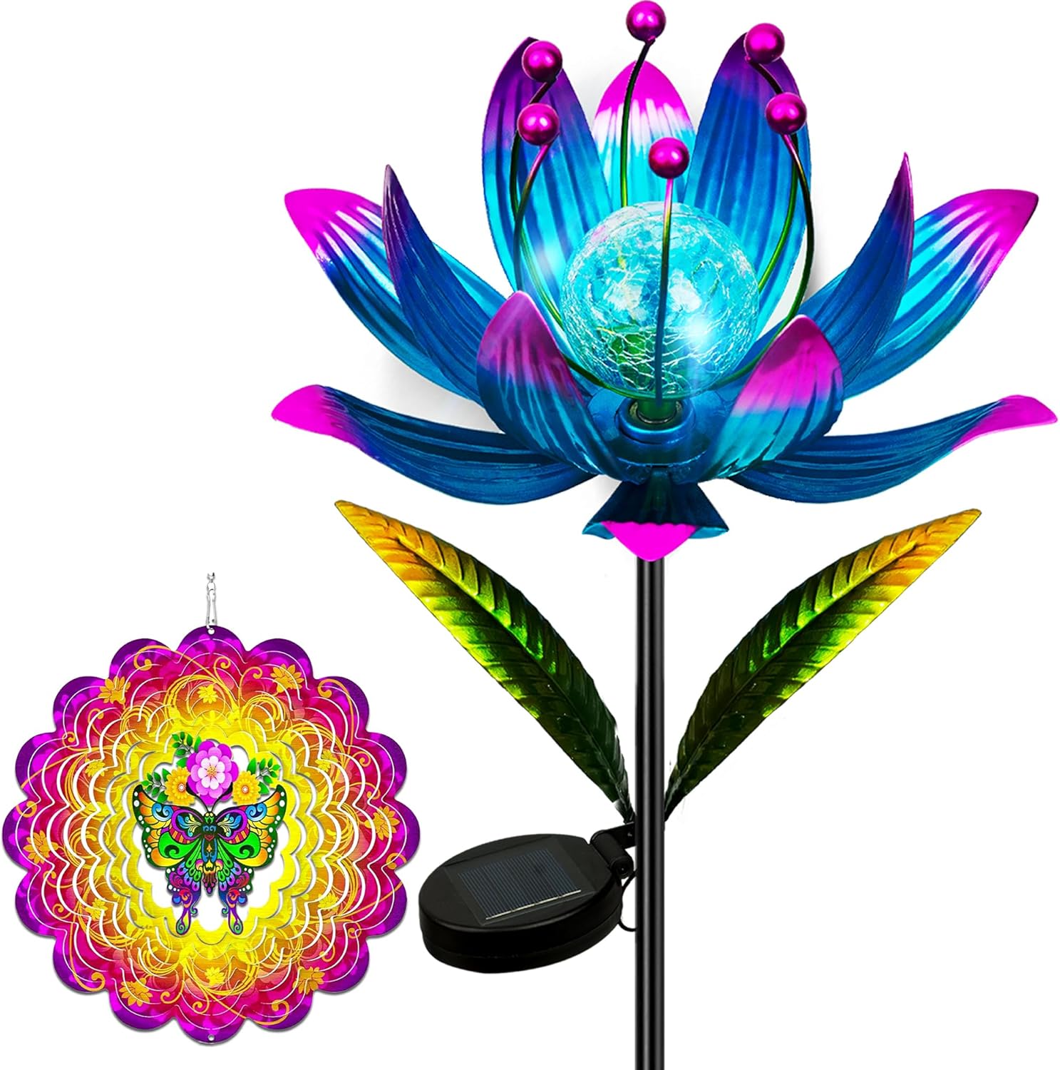 38 in Wind Spinners Outdoor and 12 in 3D Kinetic Metal Butterfly Wind Spinner