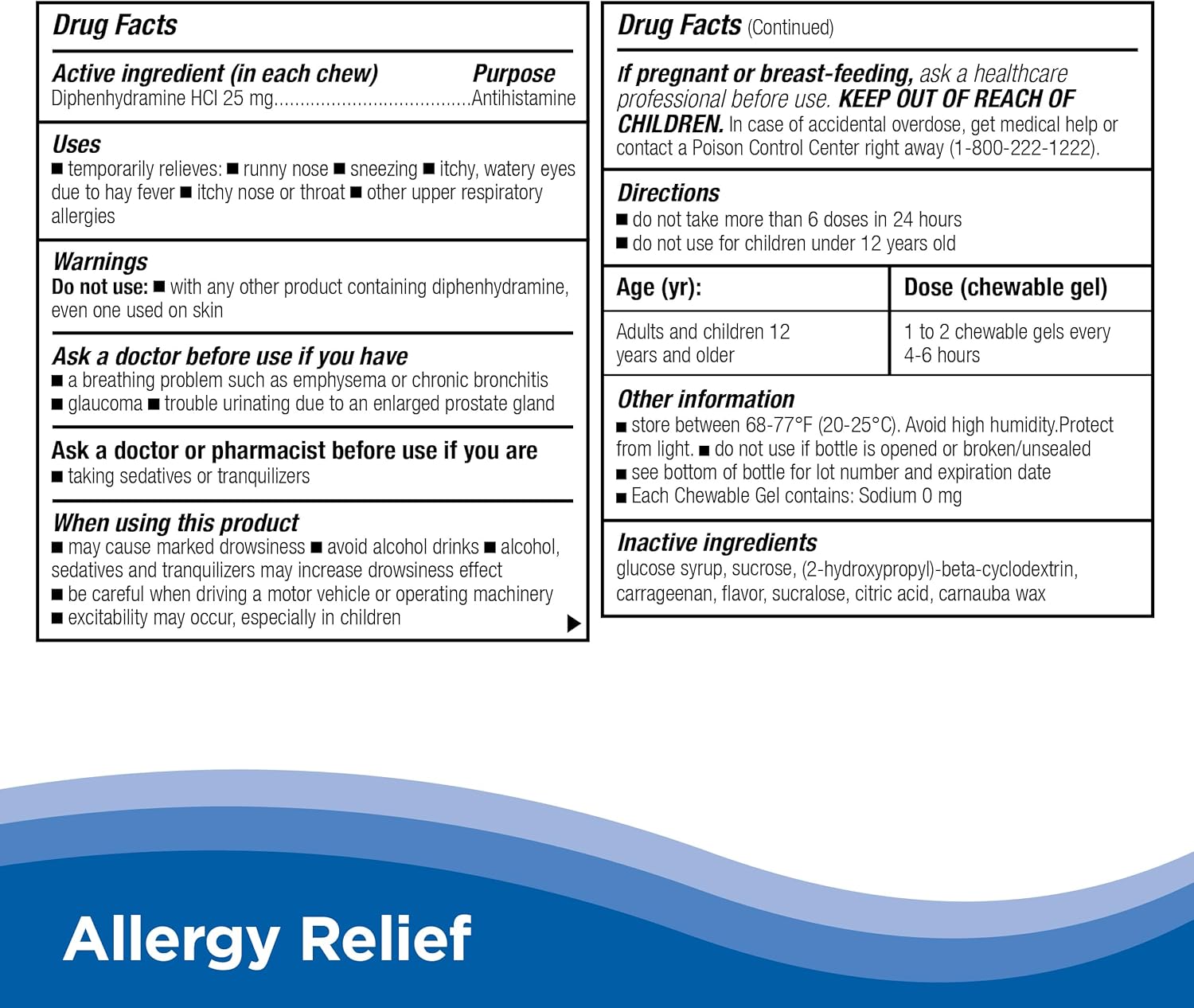 CalmCo Adult Allergy Relief with Diphenhydramine HCl 25 mg - Chewable Antihistamine for Sneezing, Runny Nose & Itchy Eyes, Nighttime Allergy Medicine for Ages 12+, Fantasy Fruit Flavor, 20 Count - Image 8