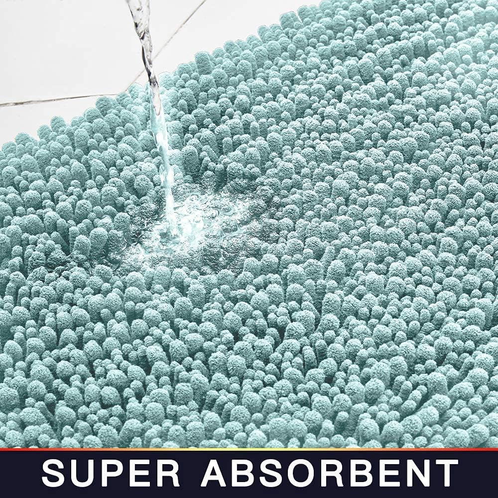 Walensee Bathroom Rug Non Slip Bath Mat Water Absorbent Super Soft Shaggy Chenille Machine Washable Dry Extra Thick Perfect Absorbant Best Small Plush Carpet for Shower Floor
