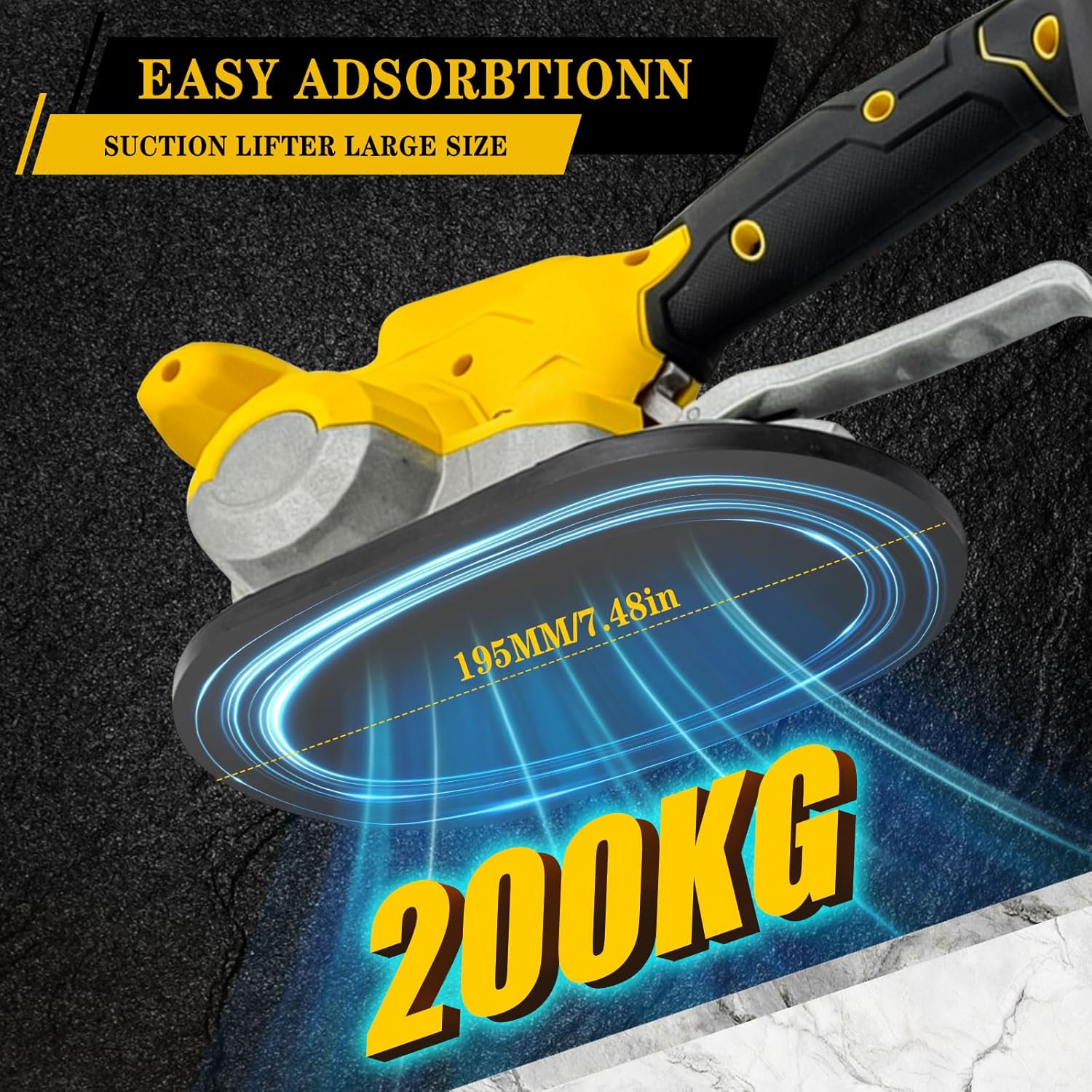 Upgraded Cordless Tile Vibrator with Auto-Leveling Suction Cup 200kg Adsorption - Compatible with Dew-alt 20V MAX Batteries(Bare Tool),6 Speeds Adjustable Handheld Vibrating Tile Tool,33000r/min