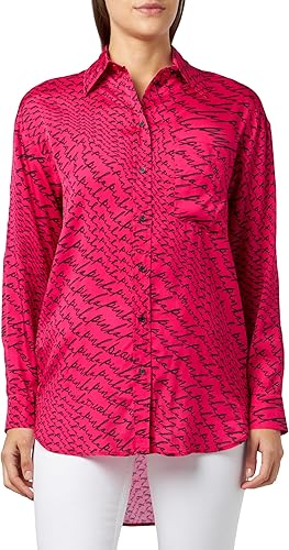 Pinko Trinquete Camisa Sarga Stamp Blusas, Nze Negro, 38 para Mujer