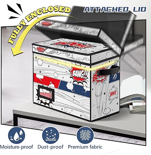 Miniatura 5 de REDSHELL Caja de almacenamiento de cómics con tapa adjunta, contenedores de almacenamiento de tela plegables con asas de 15 x 7.8 x 11.4 pulgadas,