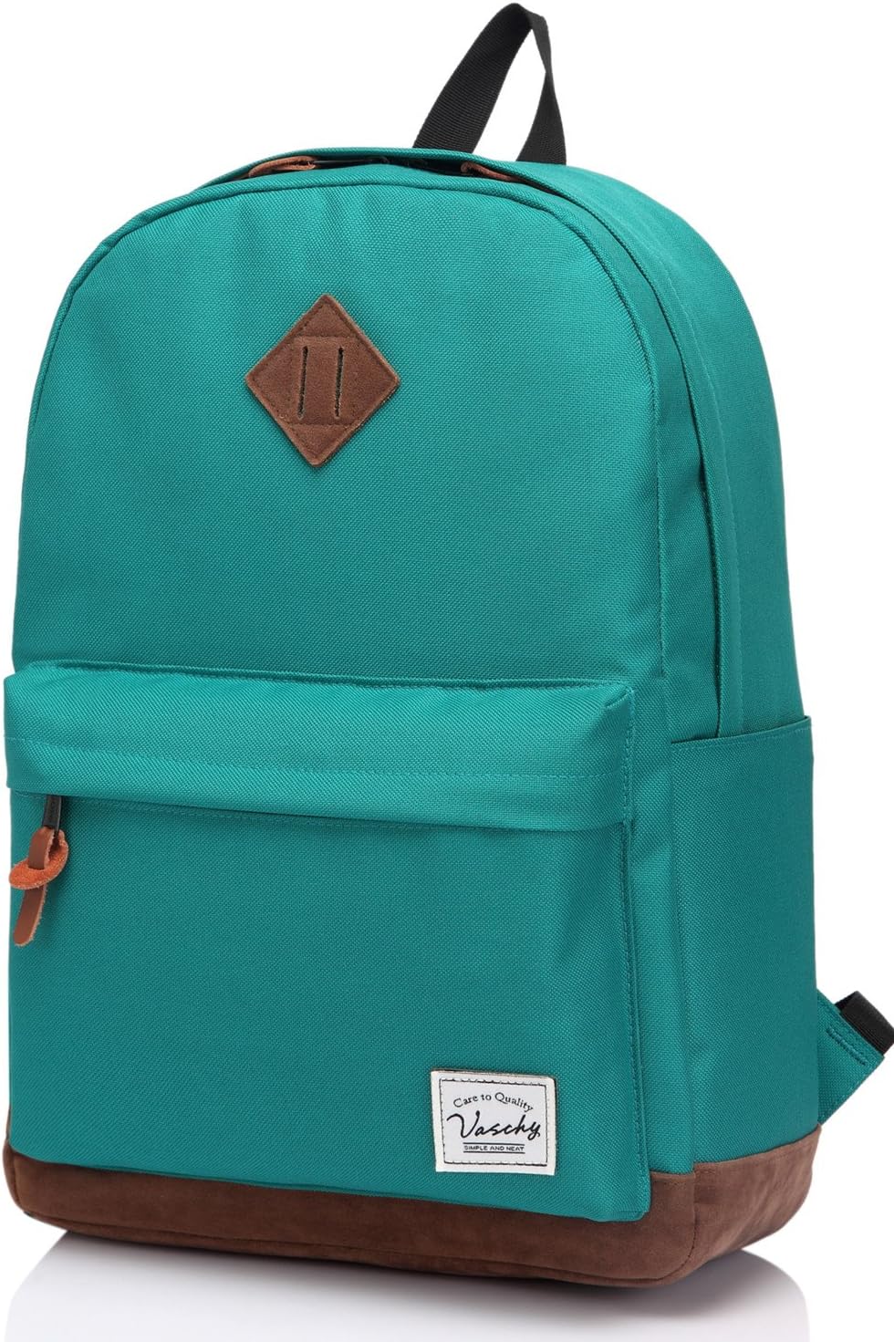 VASCHYSchool Backpack for Teens with Padded 15 inch Laptop Compartment Lightweight Casual Travel Rucksack Green